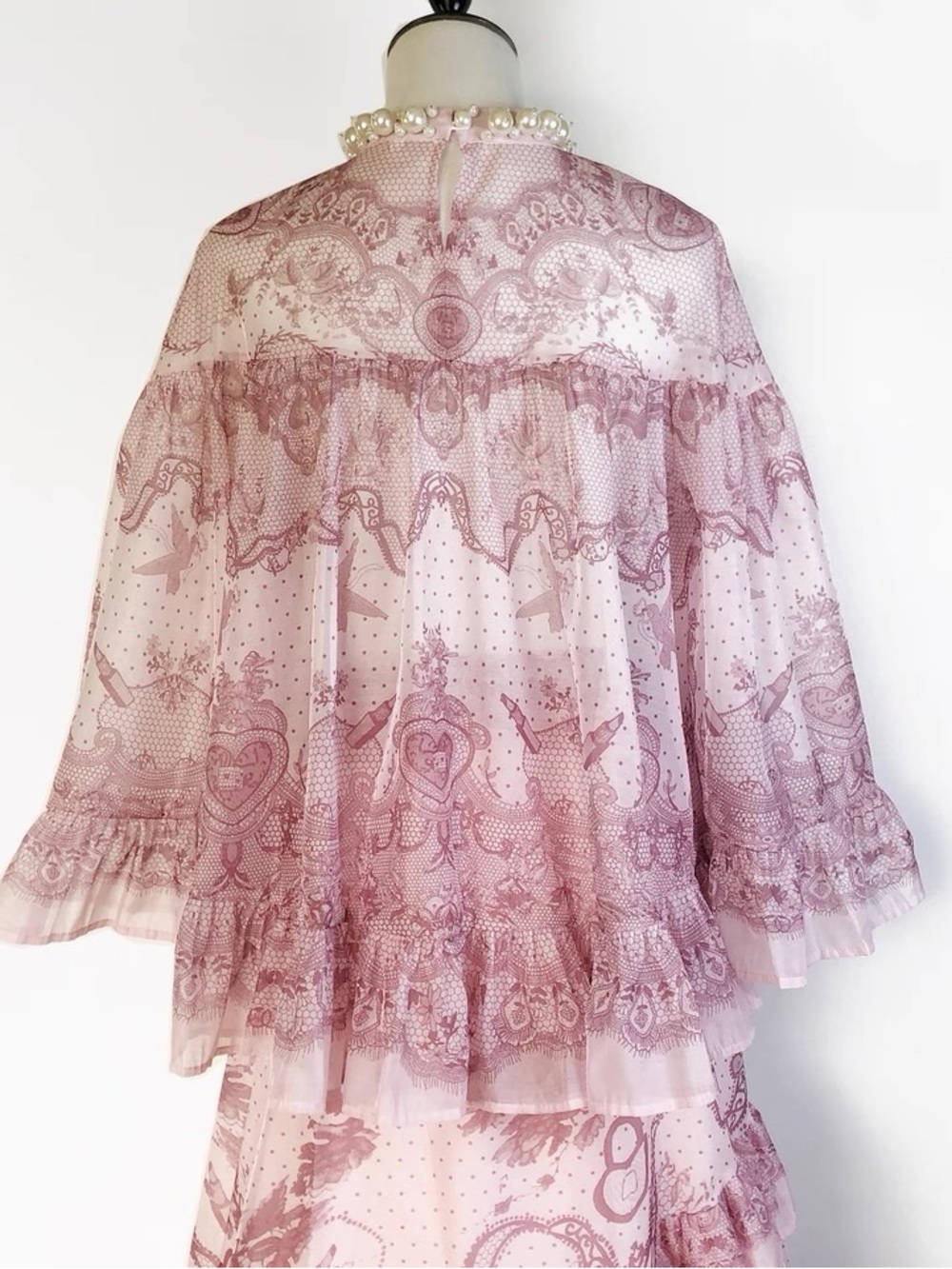 Designer-style Pink Ruffle Maxi Two-Piece Dress - Picture 12 of 12